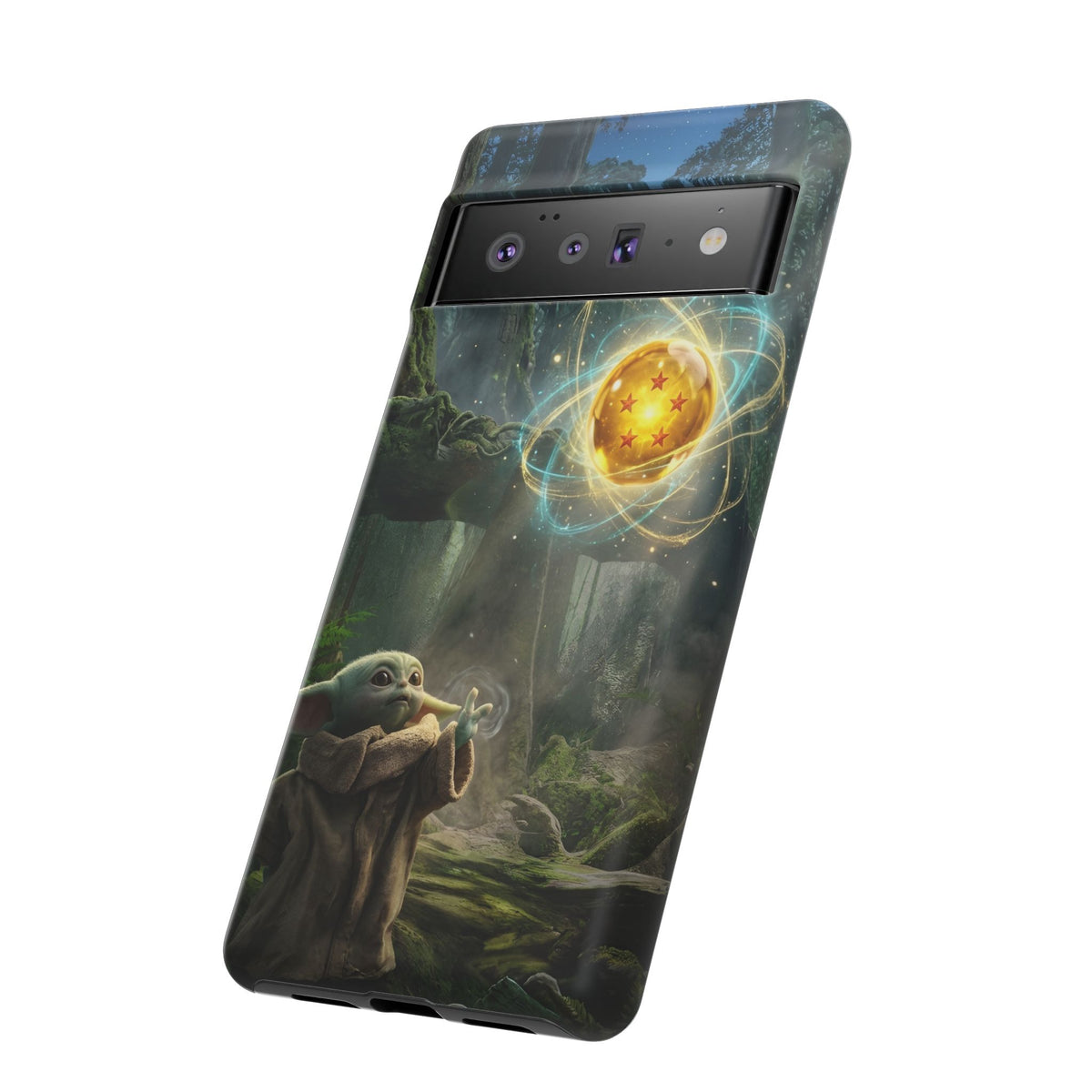 Grogu Dragonball Galaxy Forest Phone Case — Cute Baby Alien Magic Orb Design