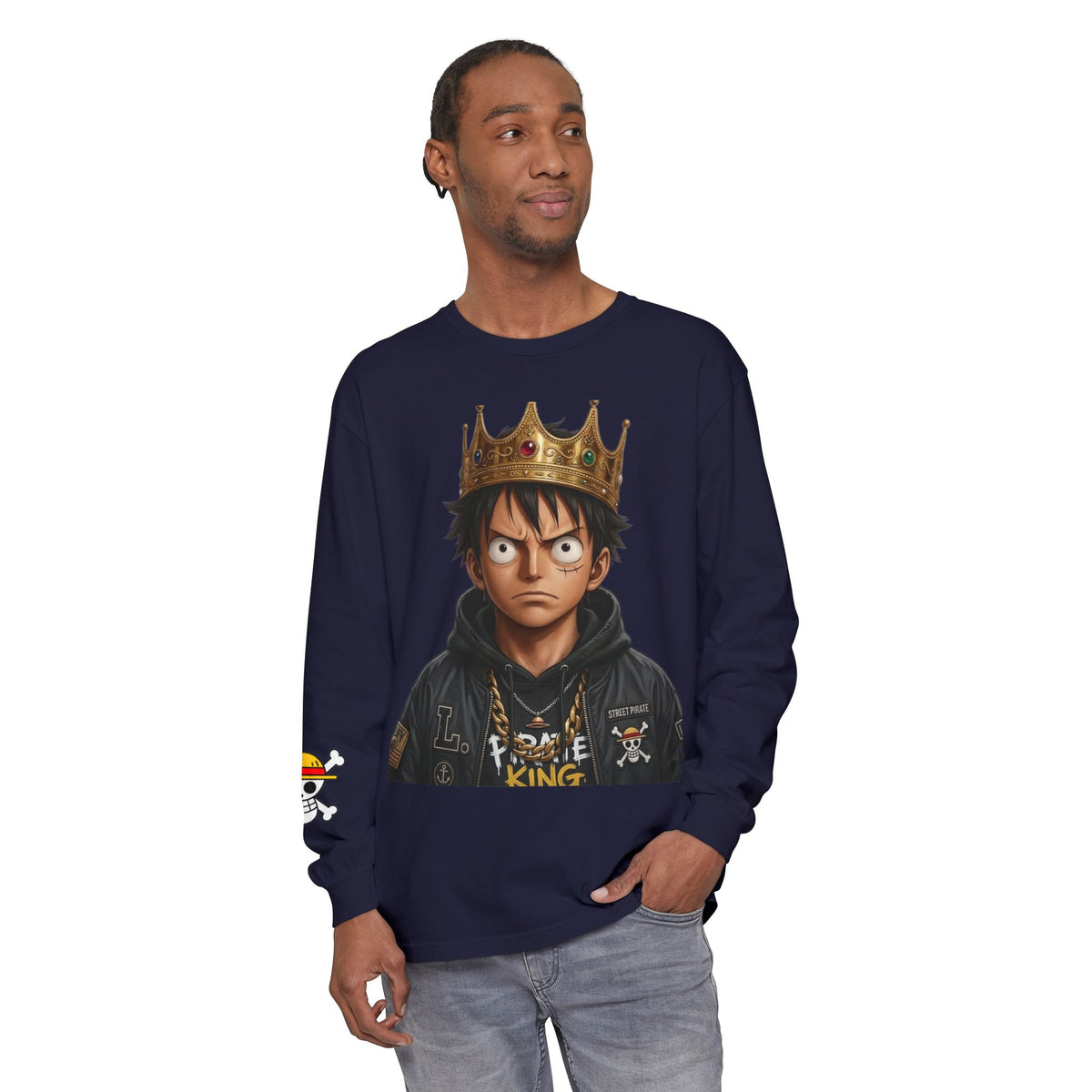 Crowned  Monkey d luffy Anime Pirate Long Sleeve Tee