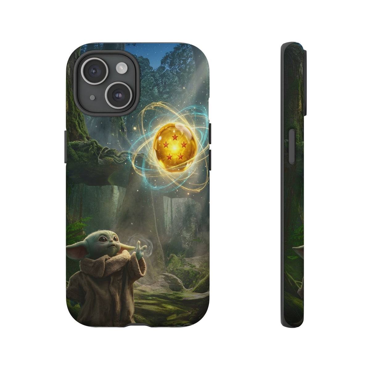Grogu Dragonball Galaxy Forest Phone Case — Cute Baby Alien Magic Orb Design