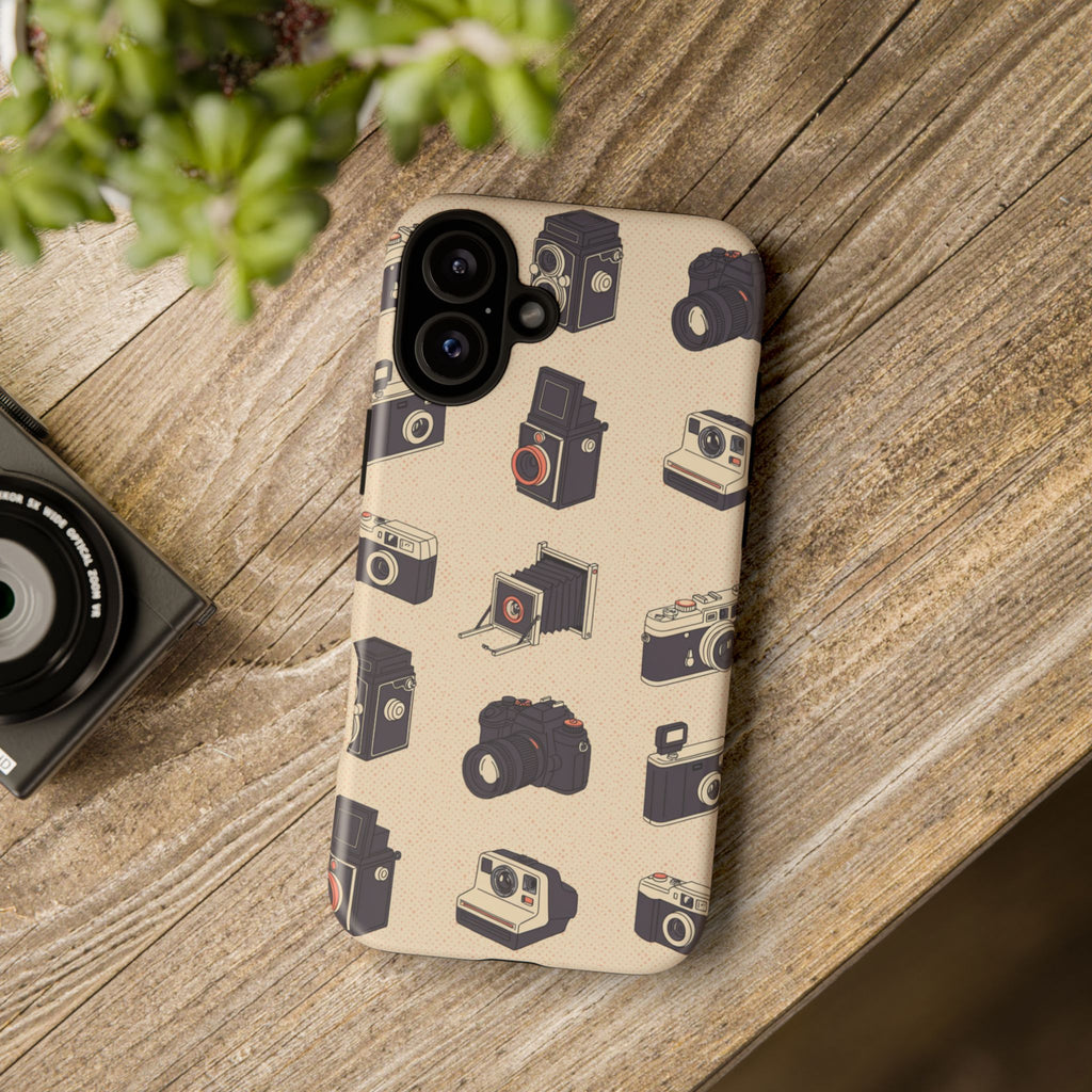 Vintage Camera Pattern Tough Case | Retro Photography Phone Cover