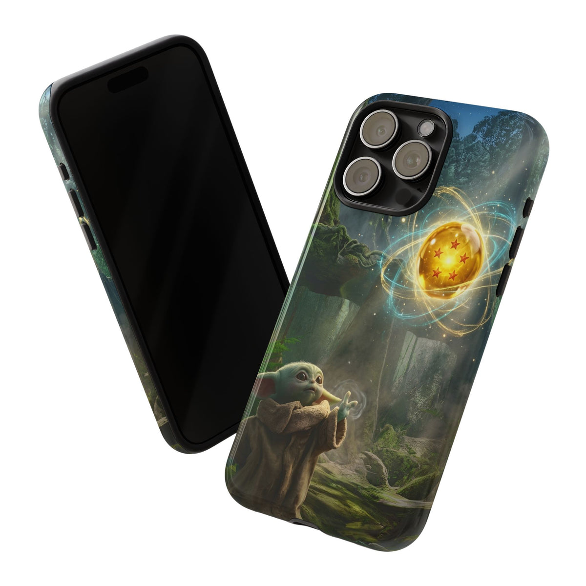 Grogu Dragonball Galaxy Forest Phone Case — Cute Baby Alien Magic Orb Design