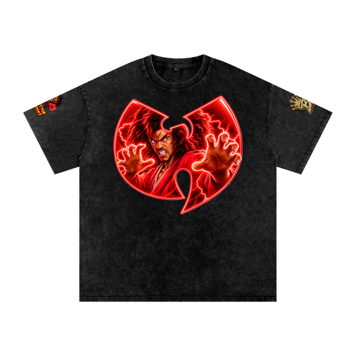Snow Washed Oversized wu tang x sho nuff  Cotton T-Shirt