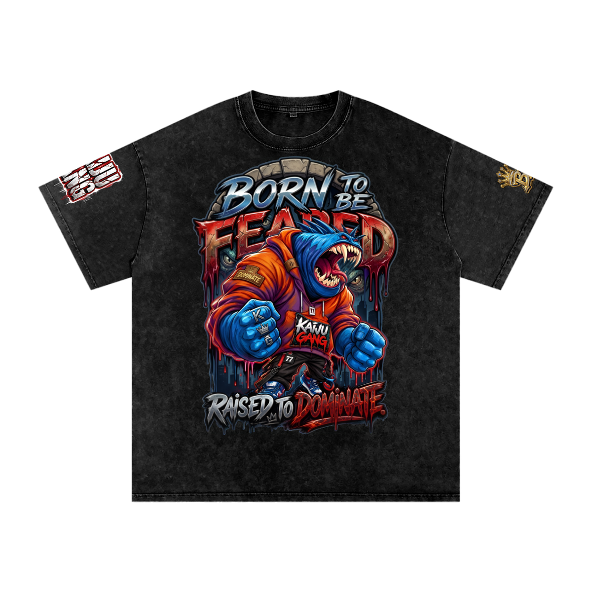 Born to Be Feared Kaiju Gang Graphic Tee | Anime Streetwear Monster T-Shirt | Urban Hip-Hop Fashion
