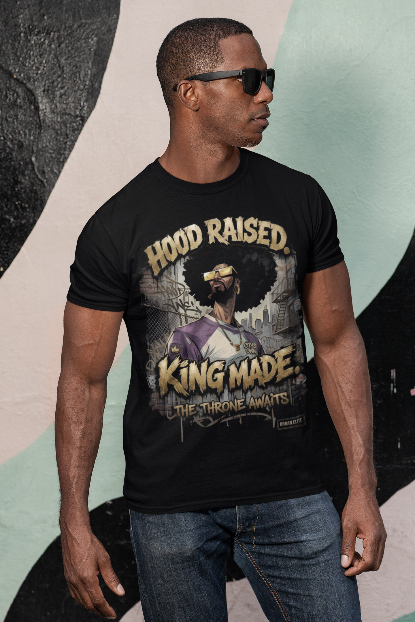Hood Raised. King MaElite Streetwear Graphic T-Shirt