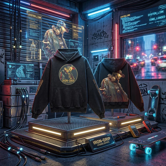 IRON-DRIP Cyber Streetwear Hoodie | Get Built Different